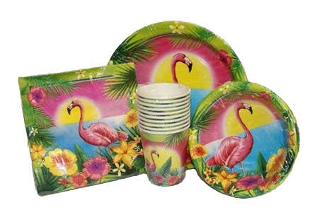 10 Pack Hawaiian Themed Flamingo Party Cups - Alternative View