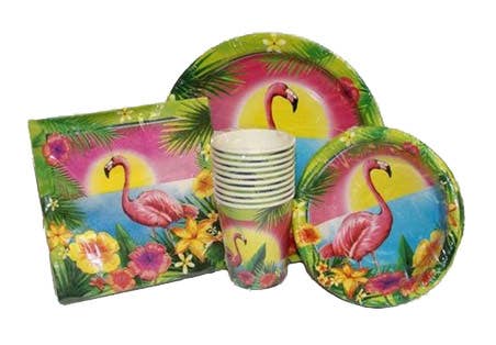 10 Pack Hawaiian Themed Flamingo Party Bowls - Alternative View