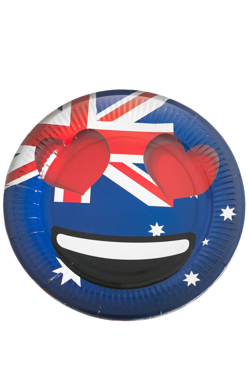 Heart Eyes Emoticon Australia Day Round Dinner Paper Plates
