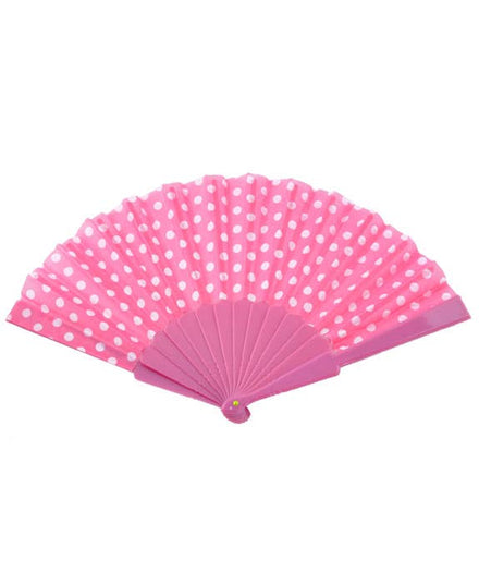 Pink Polka Dot Hand Held Costume Fan