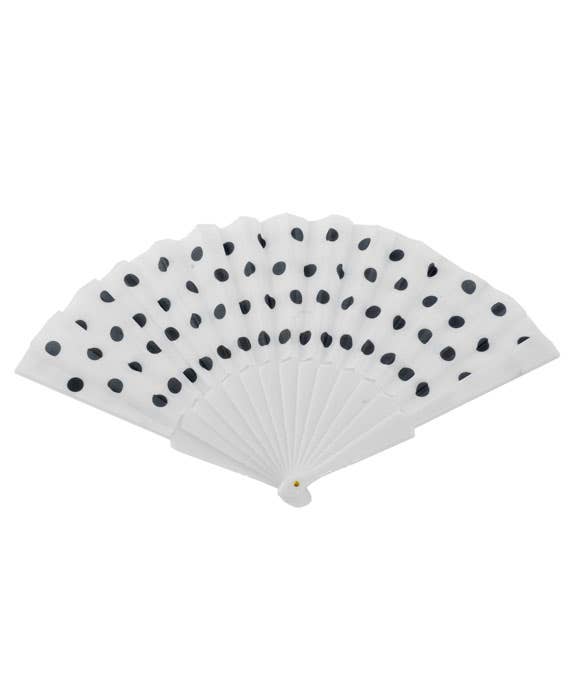 White Polka Dot Hand Held Costume Fan