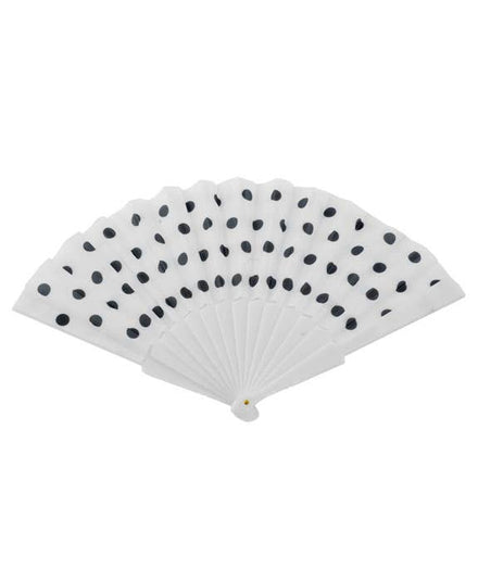 White Polka Dot Hand Held Costume Fan