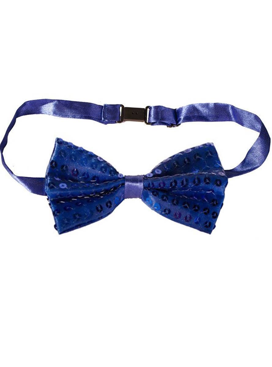 Dark Blue Satin Bow Tie with Sequins Main Image