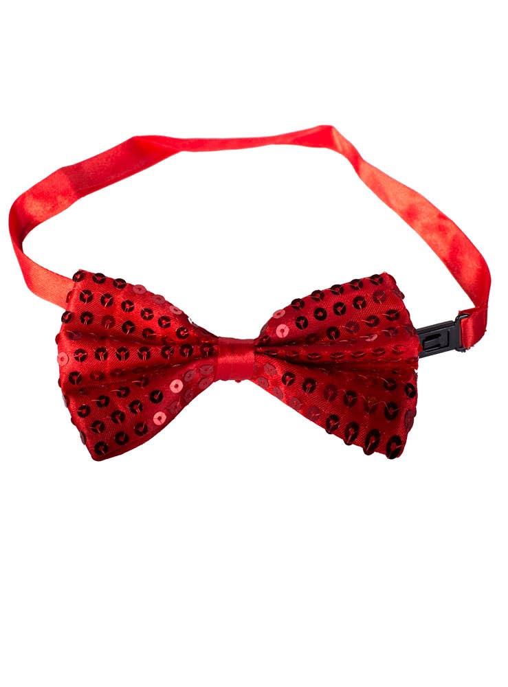 Red Satin Bow Tie with Sequins Main Image