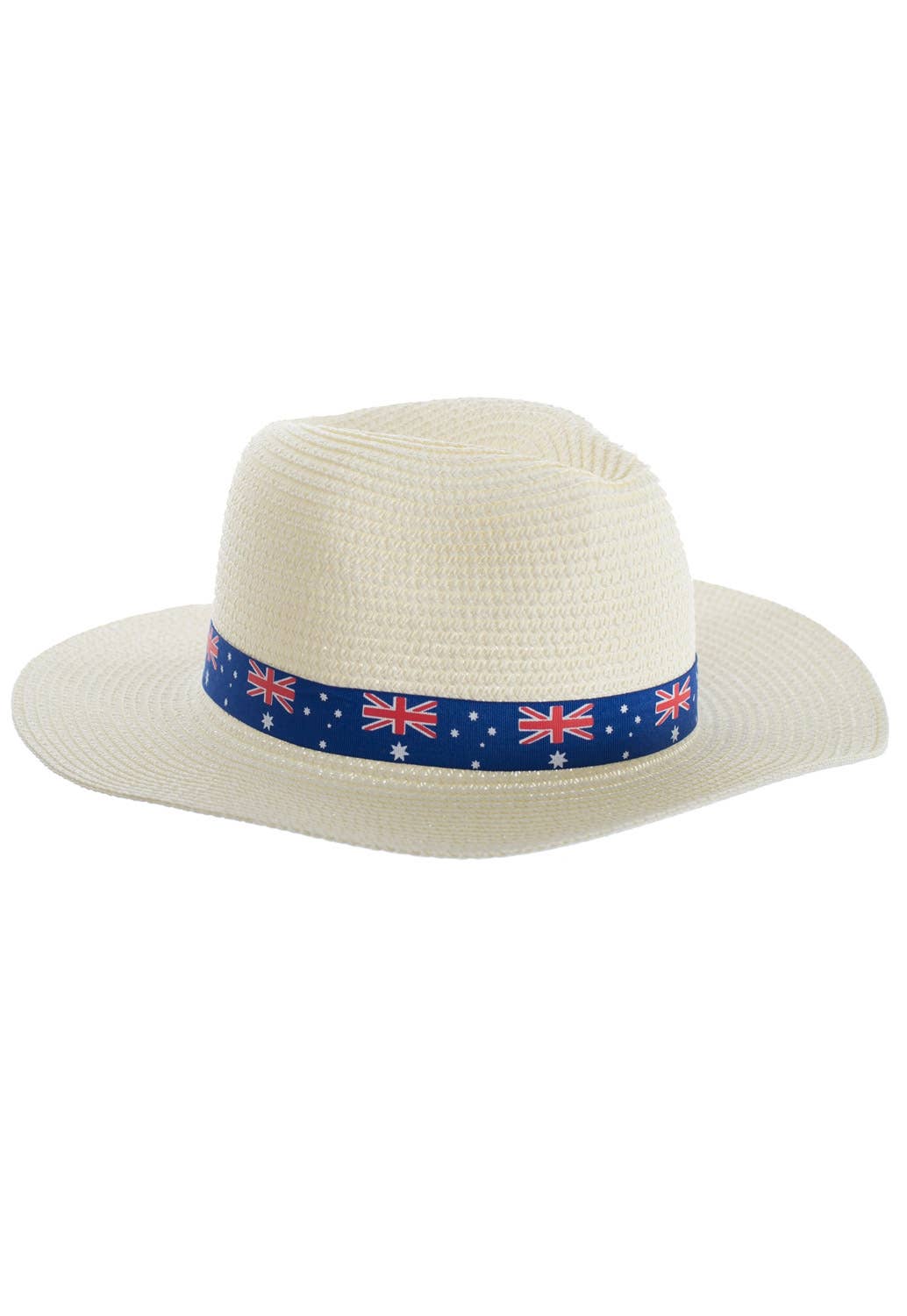 Cream Wide Brim with Australia Flag Strip Aussie Hat - Main Image