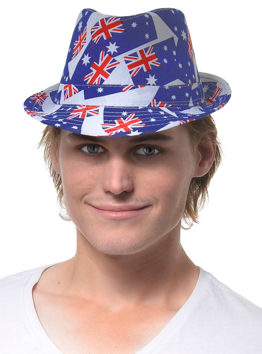 Australia Day Hat with Light Blue Aussie Flags Costume Accessory