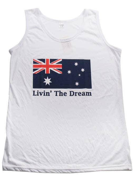 Sleeveless White Aussie Flag Men's Australia Day Tank Top - Alternative Image