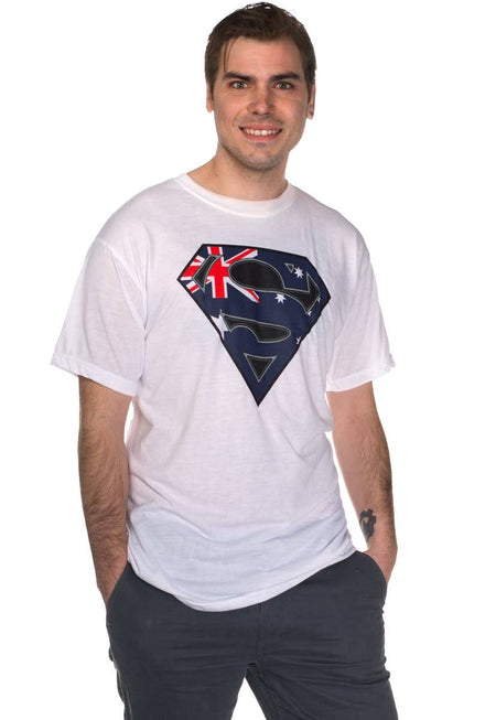 Australia Day Aussie Flag Superhero T-Shirt - Close Image