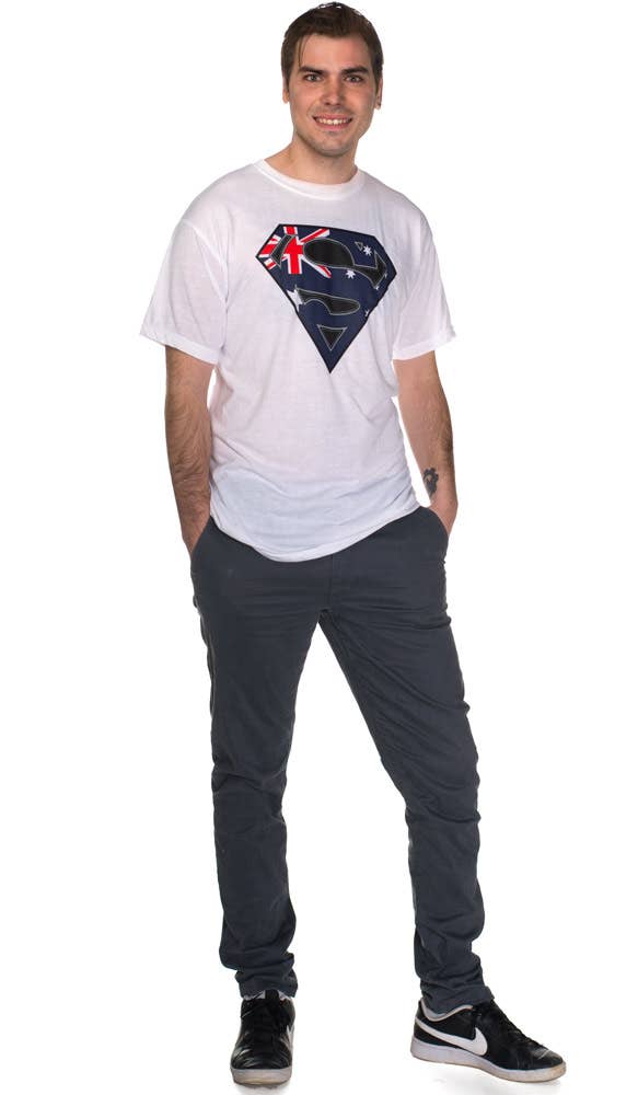 Australia Day Aussie Flag Superhero T-Shirt - Alt Image