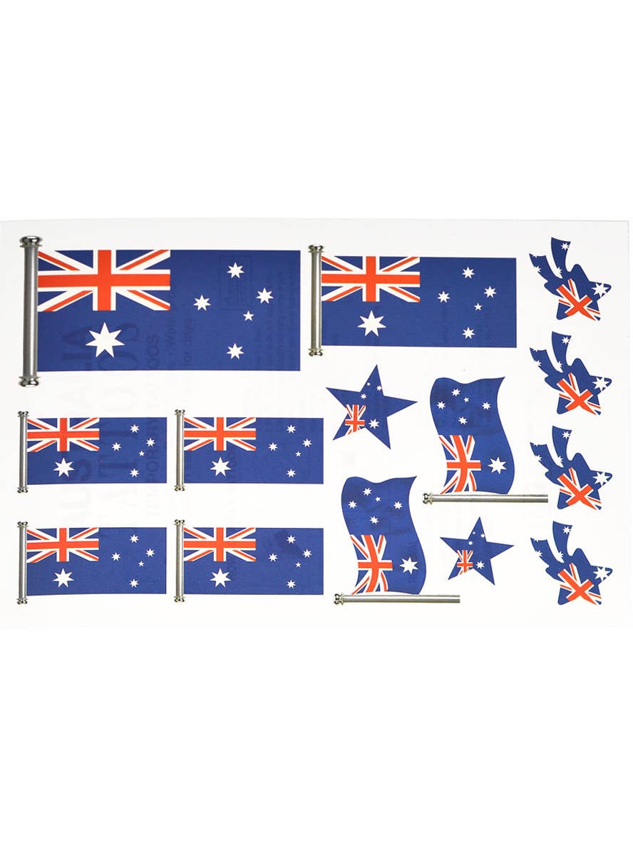 Aussie Flags in 4 Styles Temporary Australia Day Tattoos