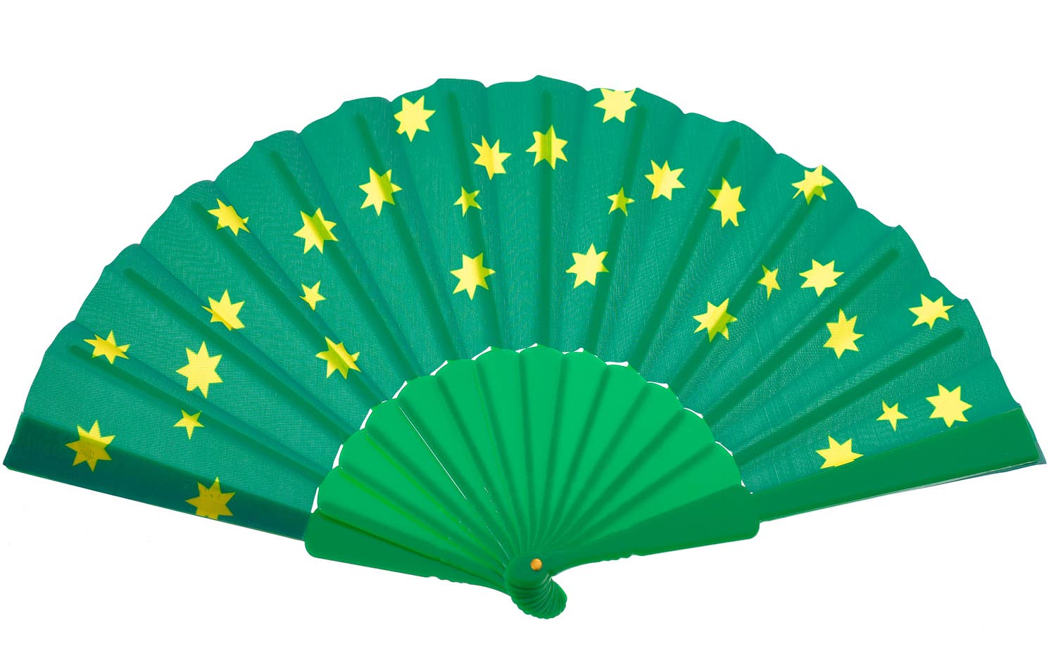 Image of Australia Day Green and Gold Fan - Close Up