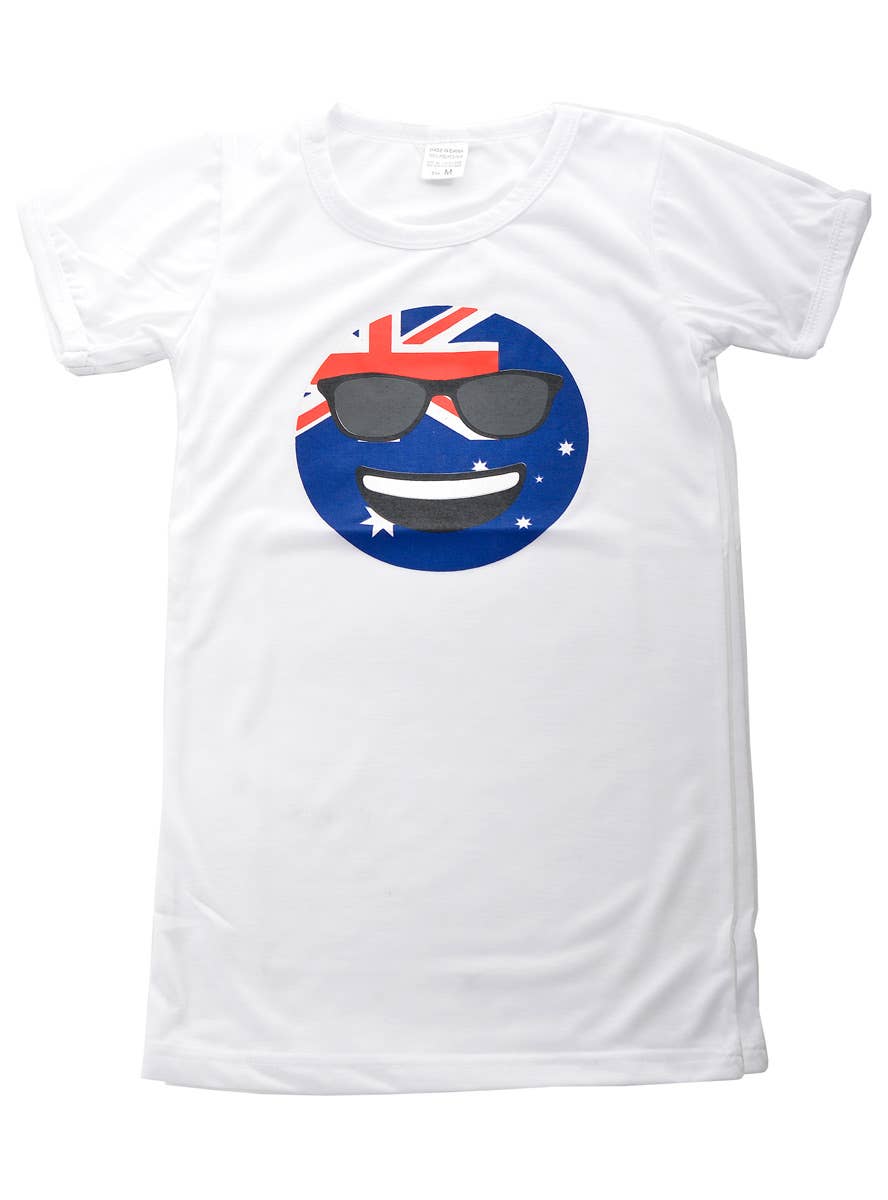 Kids Australia Day Shirt Aussie Flag Happy Emoji