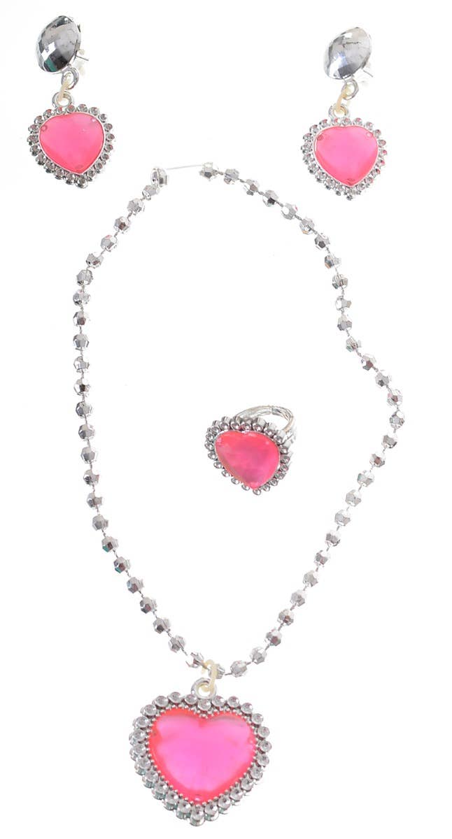 Image of Princess Pink Love Heart Girls Costume Jewellery Set