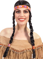 Image of Native American Women's Black Costume Wig with Plaits