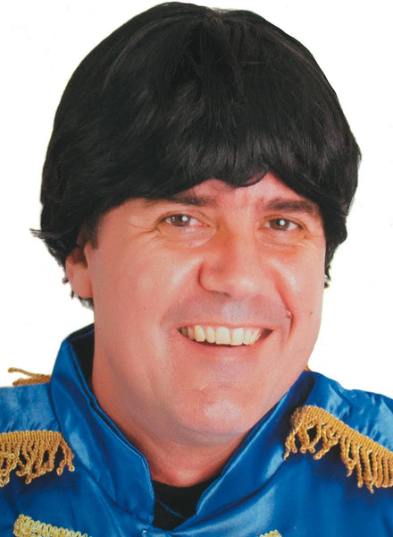 Men's Short Black Blunt Cut Beatles Style Costume Wig