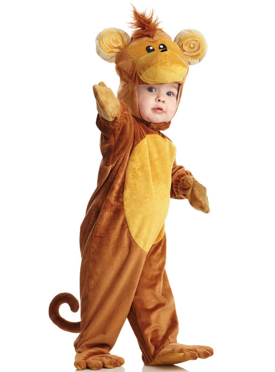 Image of Adorable Toddlers Brown Monkey Onesie Costume
