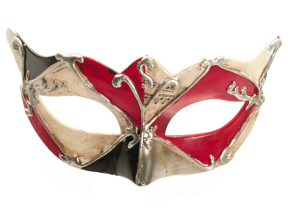 Antique Red Venetian Mask For Men Masquerade Ball Mask - Close Image