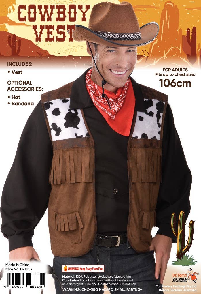 Outback Cowboy Mens Costume Vest