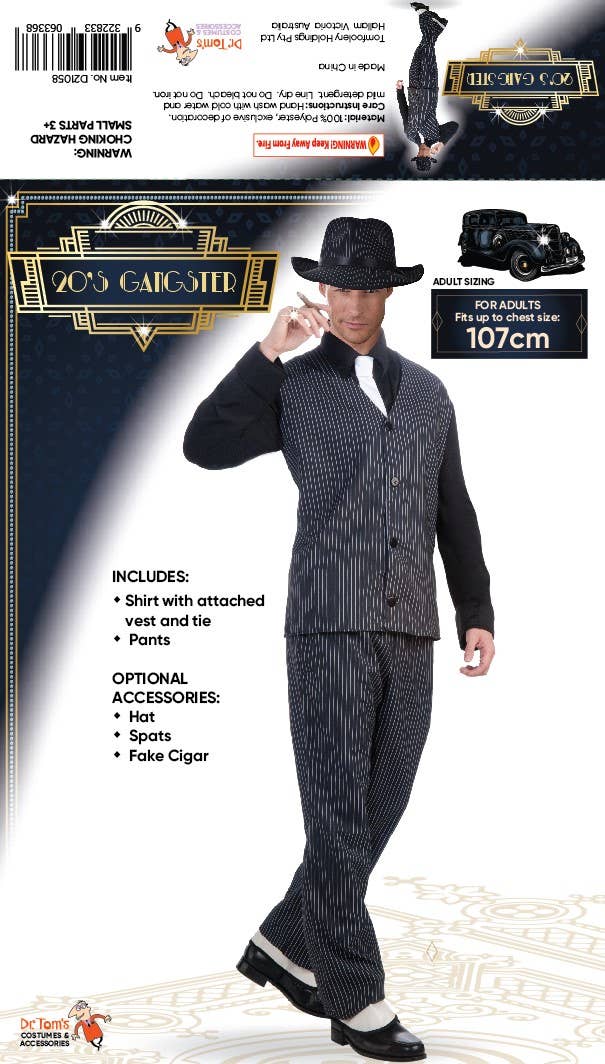 Roaring 20s Mens Gangster Suit Costume