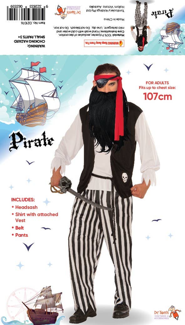 Jolly Roger Pirate Mens Fancy Dress Costume