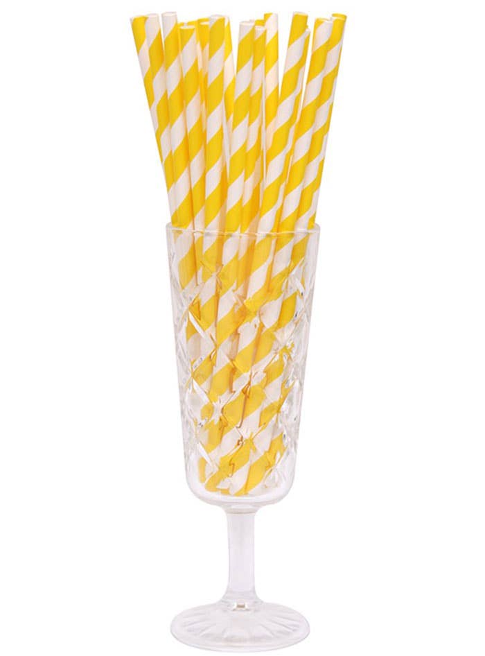 Image of Dandelion Yellow and White Stripe 50 Pack Paper Straws