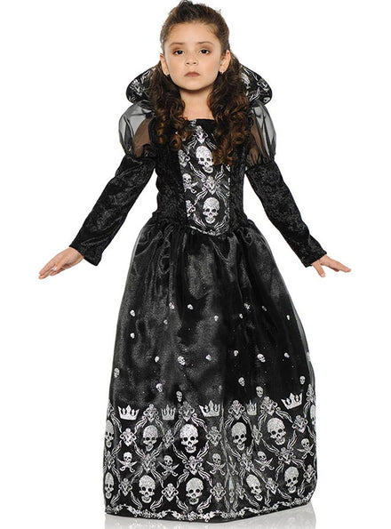 Image of Dark Princess Girls Skull Print Halloween Costume