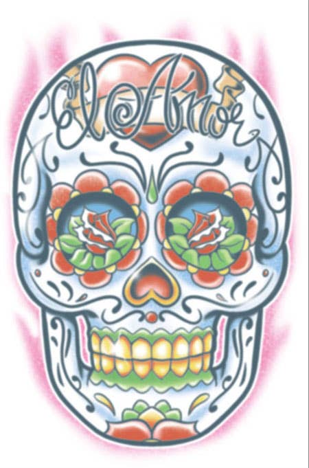 Day Of The Dead Sugar Skull Temporary Tattoo