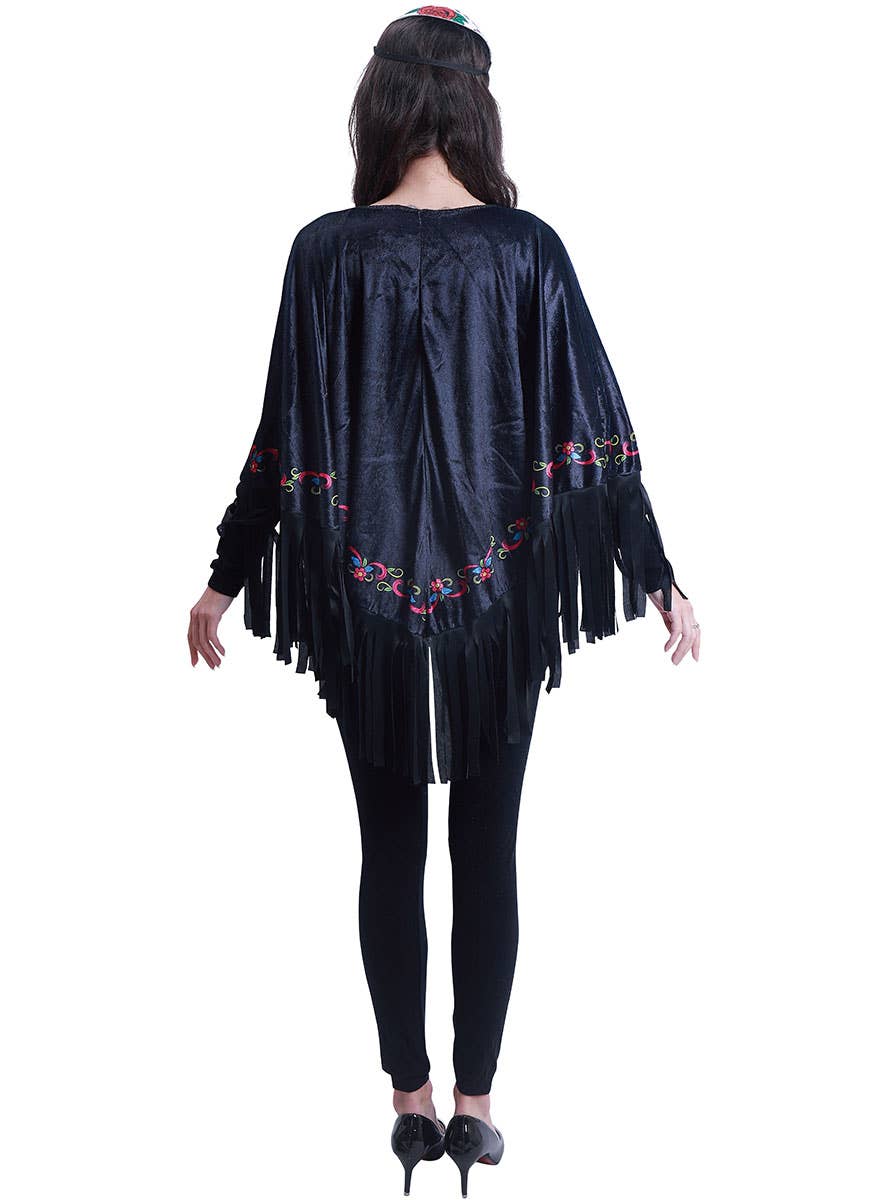 Image of Sugar Skull Print Women's Halloween Costume Poncho - Back Image