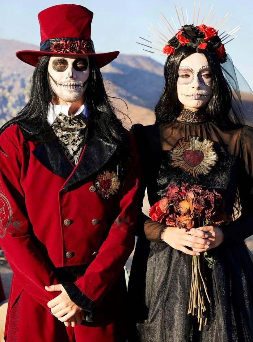 Day of the Dead Black Sacred Heart Bride Womens Costume - Lifestyle Image