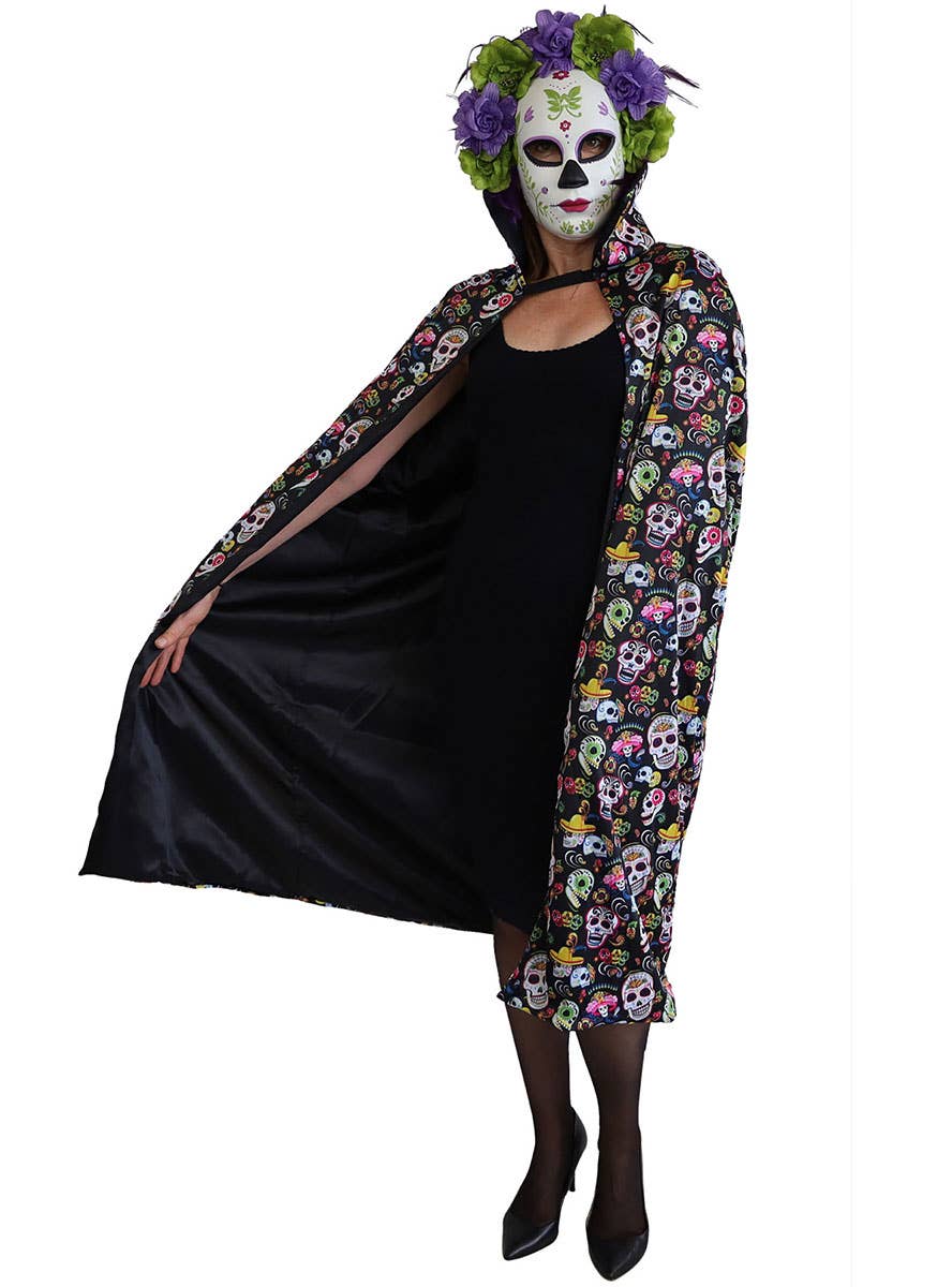 Image of Sugar Skull Day of the Dead Women's Costume Cape