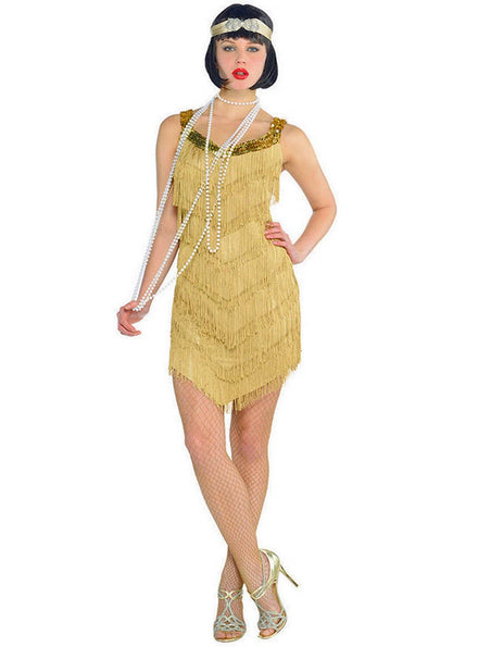 Image of Dazzling Champagne Gold Flapper Women's Costume