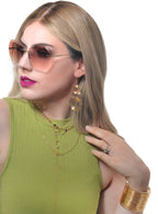 Gold 70s Earrings and Necklace Costume Jewellery Set - Main Image 