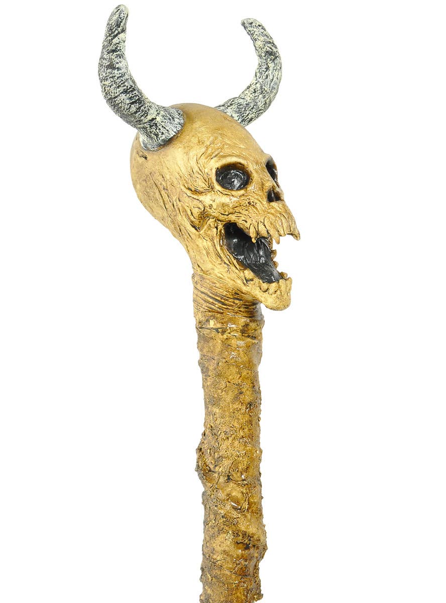 Image of Deluxe Totem Devil Skull Halloween Costume Staff - Close Side View