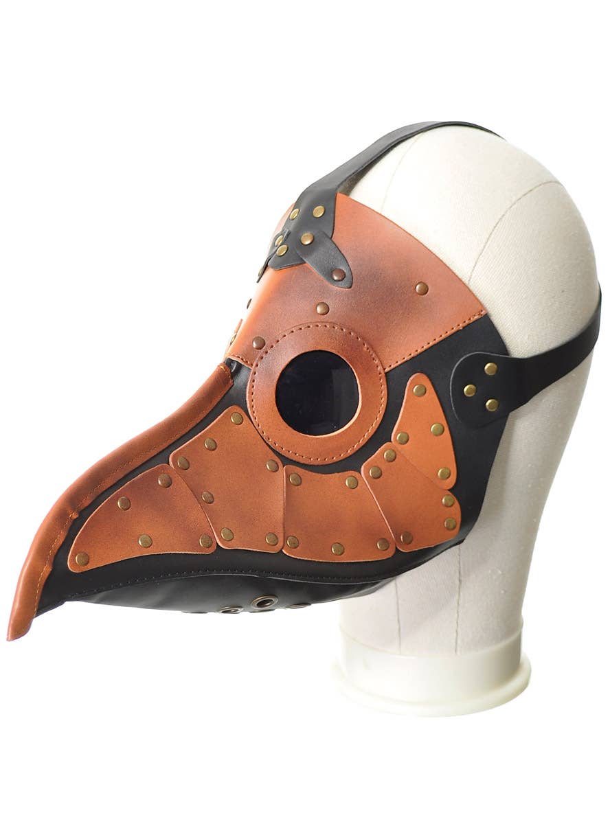 Image of Steampunk Plague Doctor Black and Brown Leather Look Halloween Mask - Alternate Image