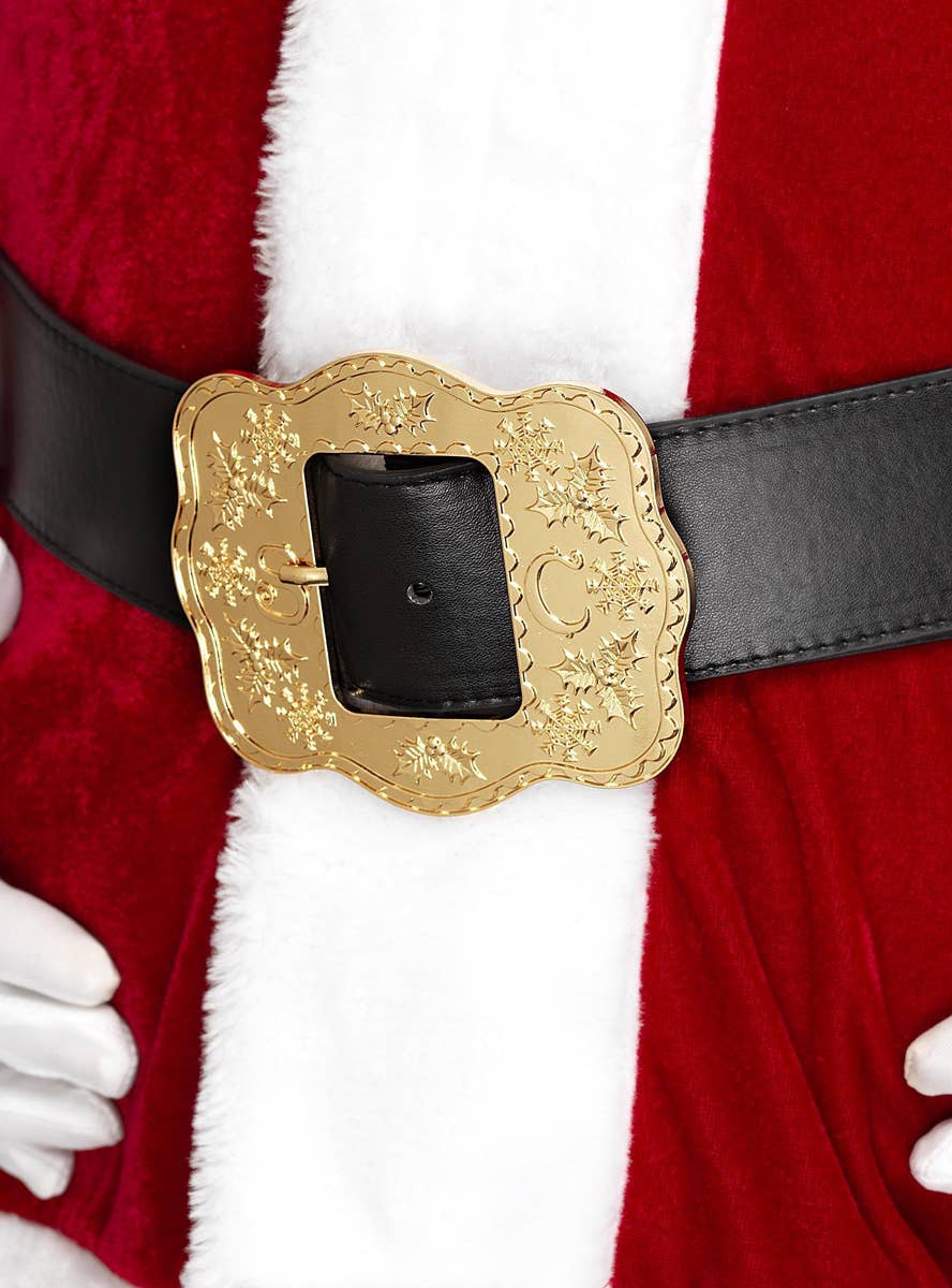 Image of Ornate Gold Buckle Santa Belt Christmas Accessory