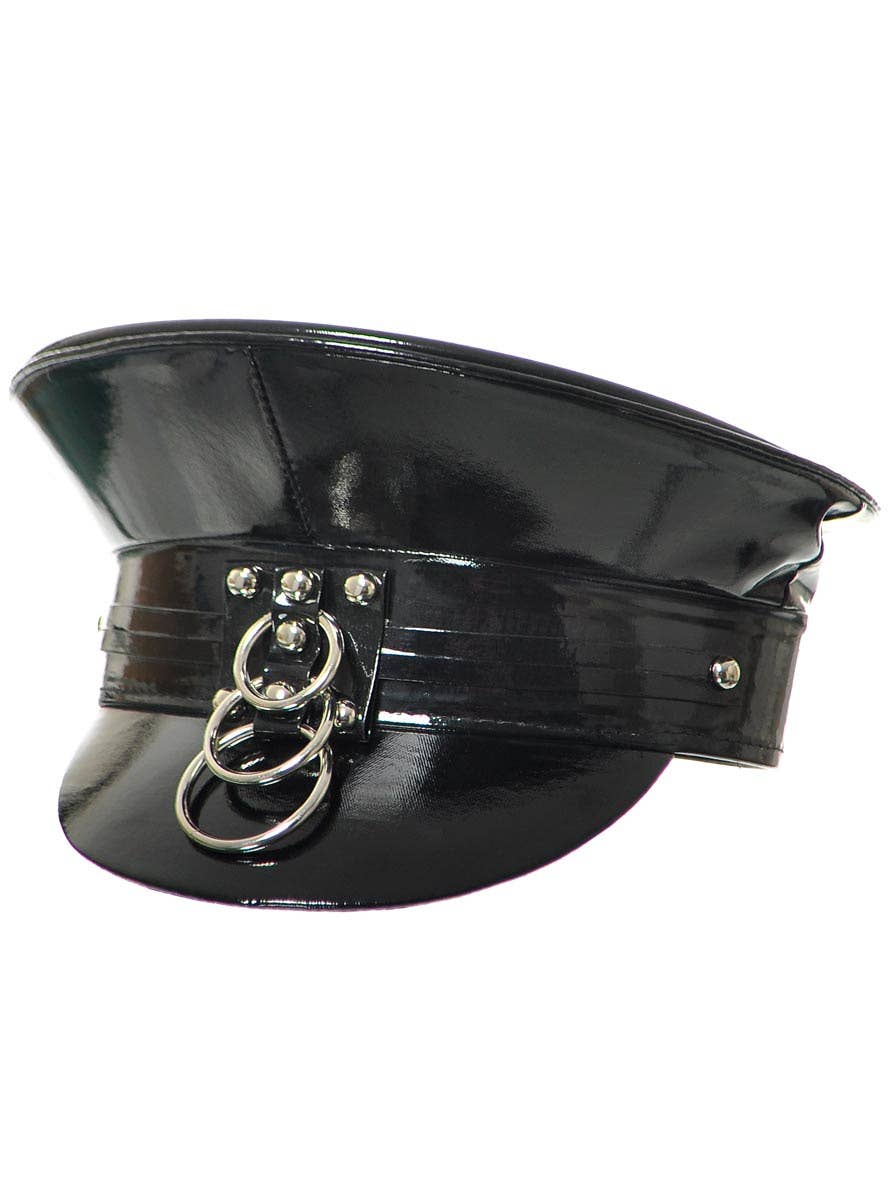 Image of Deluxe Peaked Black Vinyl Cap Festival Hat