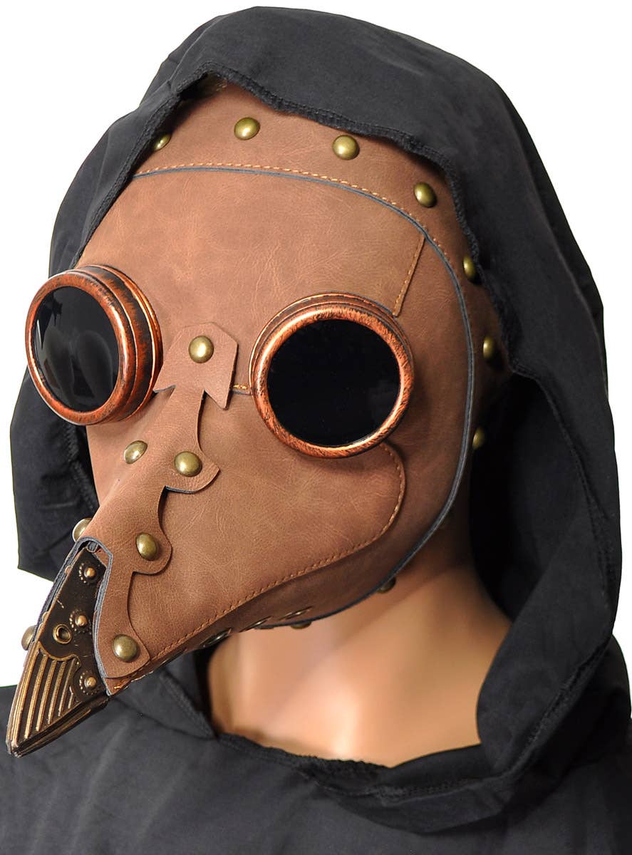 Image of Steampunk Plague Doctor Brown Halloween Mask with Goggle - Alternate Image 2