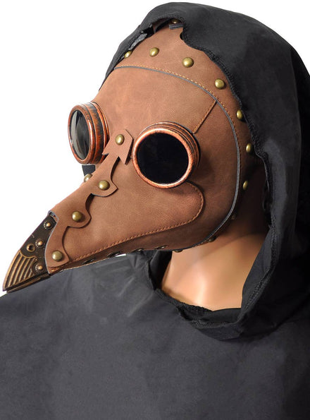 Image of Steampunk Plague Doctor Brown Halloween Mask with Goggle - Main Image