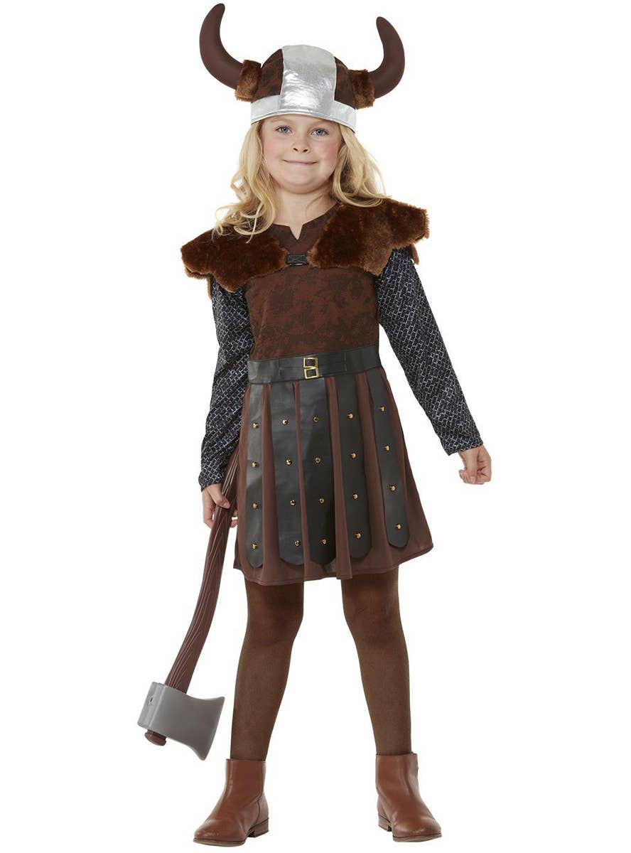 Image of Viking Princess Girl's Medieval Fancy Dress Costume - Alternate Image