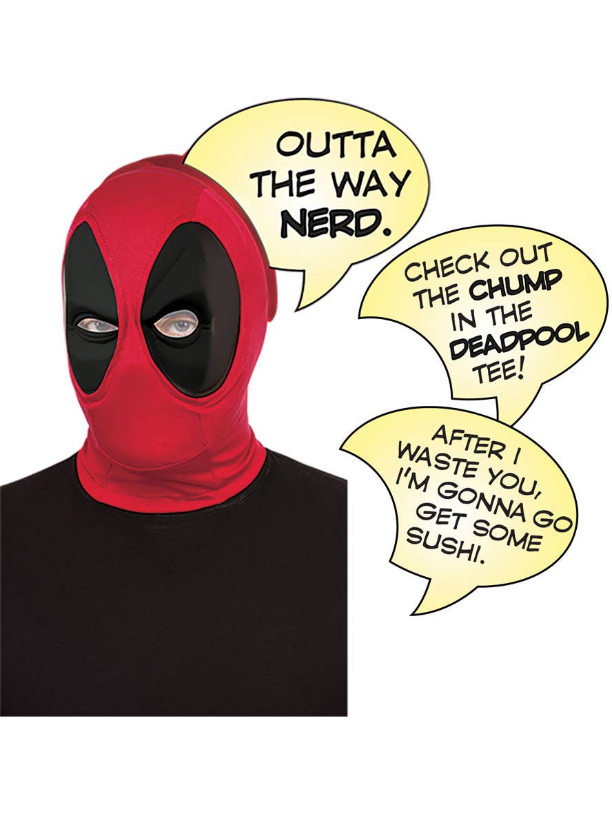 Image of Deadpool Superhero Costume Mask with Speech Bubbles