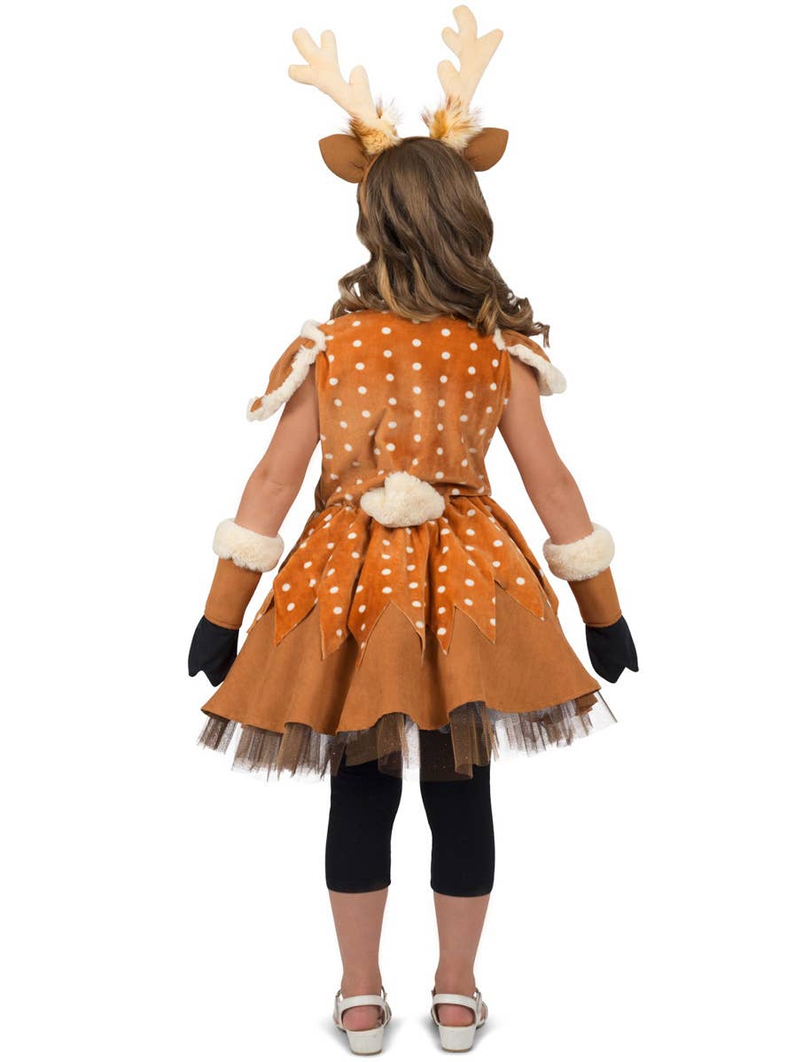 Image of Doe the Deer Girl's Deluxe Christmas Reindeer Costume - Back Image