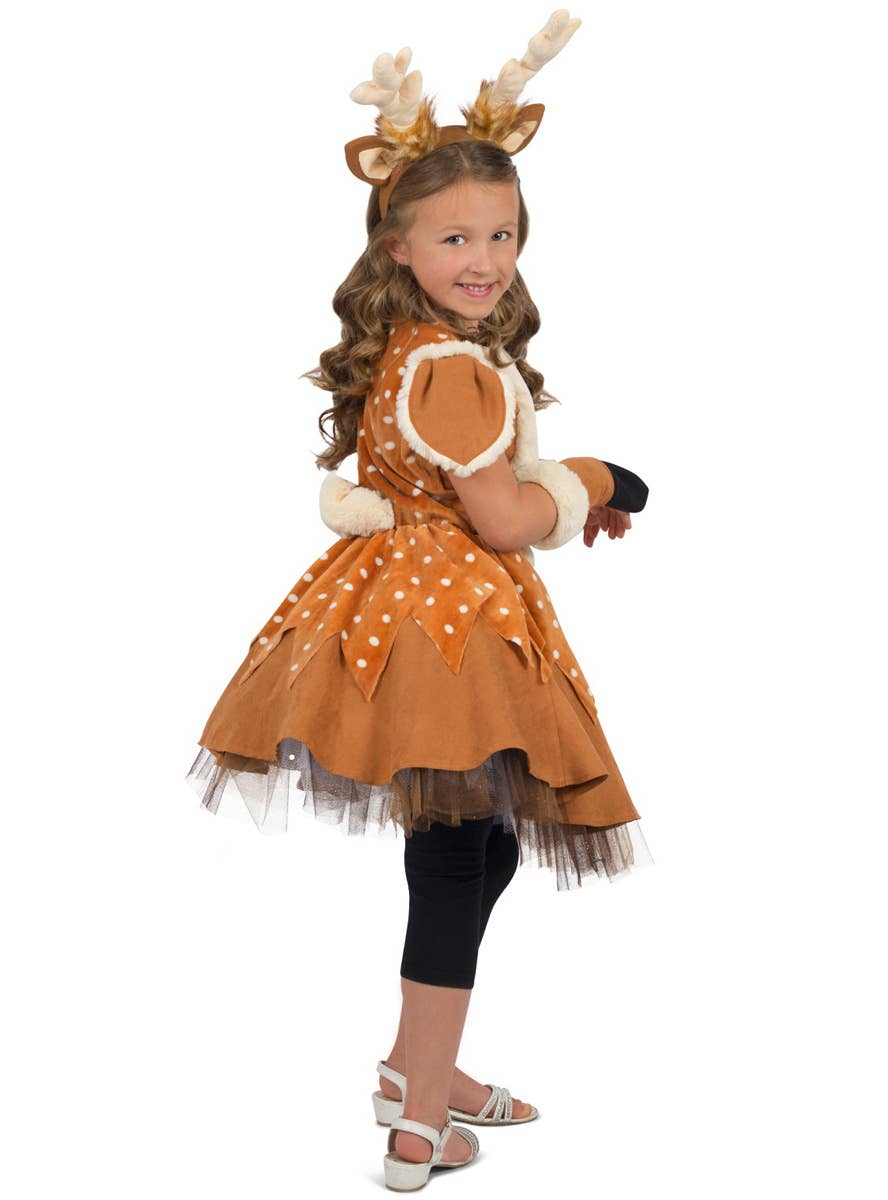 Image of Doe the Deer Girl's Deluxe Christmas Reindeer Costume - Side Image