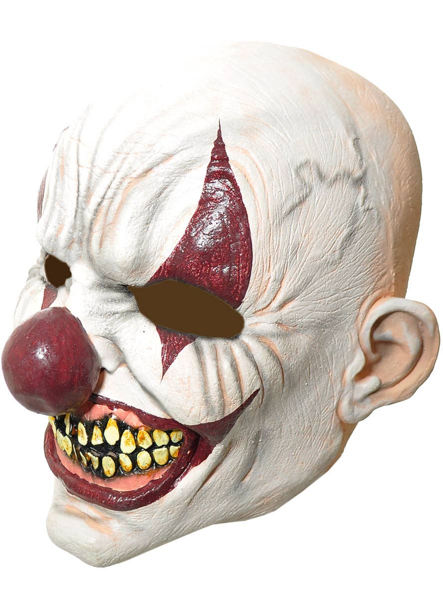 Image of Creepy Red Clown Full Head Halloween Latex Mask - Side Image 2