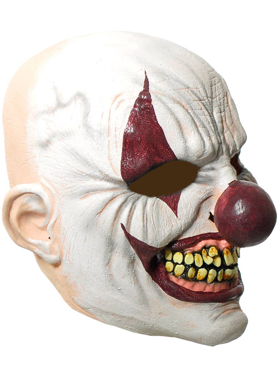 Image of Creepy Red Clown Full Head Halloween Latex Mask - Side Image 1