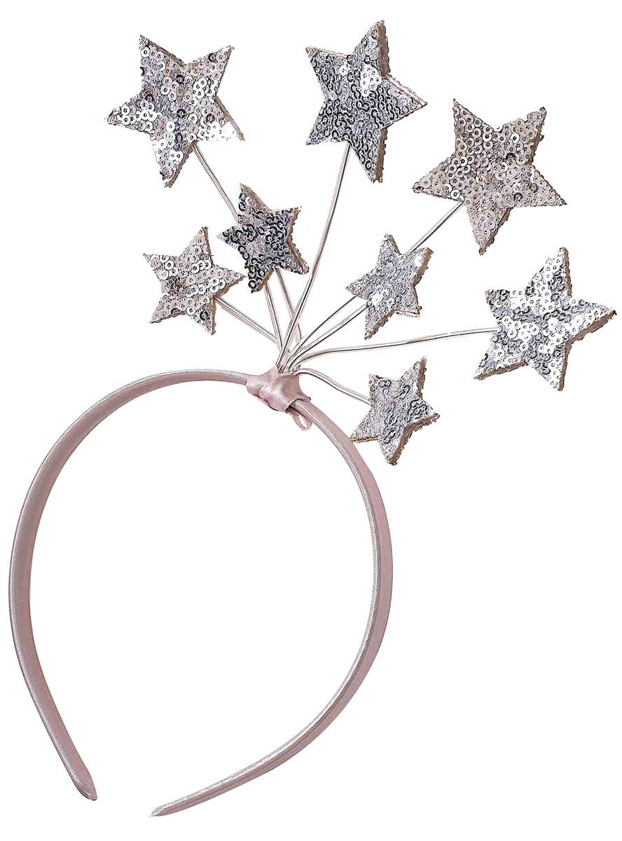 Image of Deluxe Kids Silver Sequin Stars on Headband - Product Image