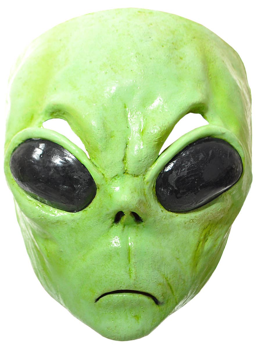 Image of Deluxe Green Latex Alien Mask and Hands Set - Mask Front Image