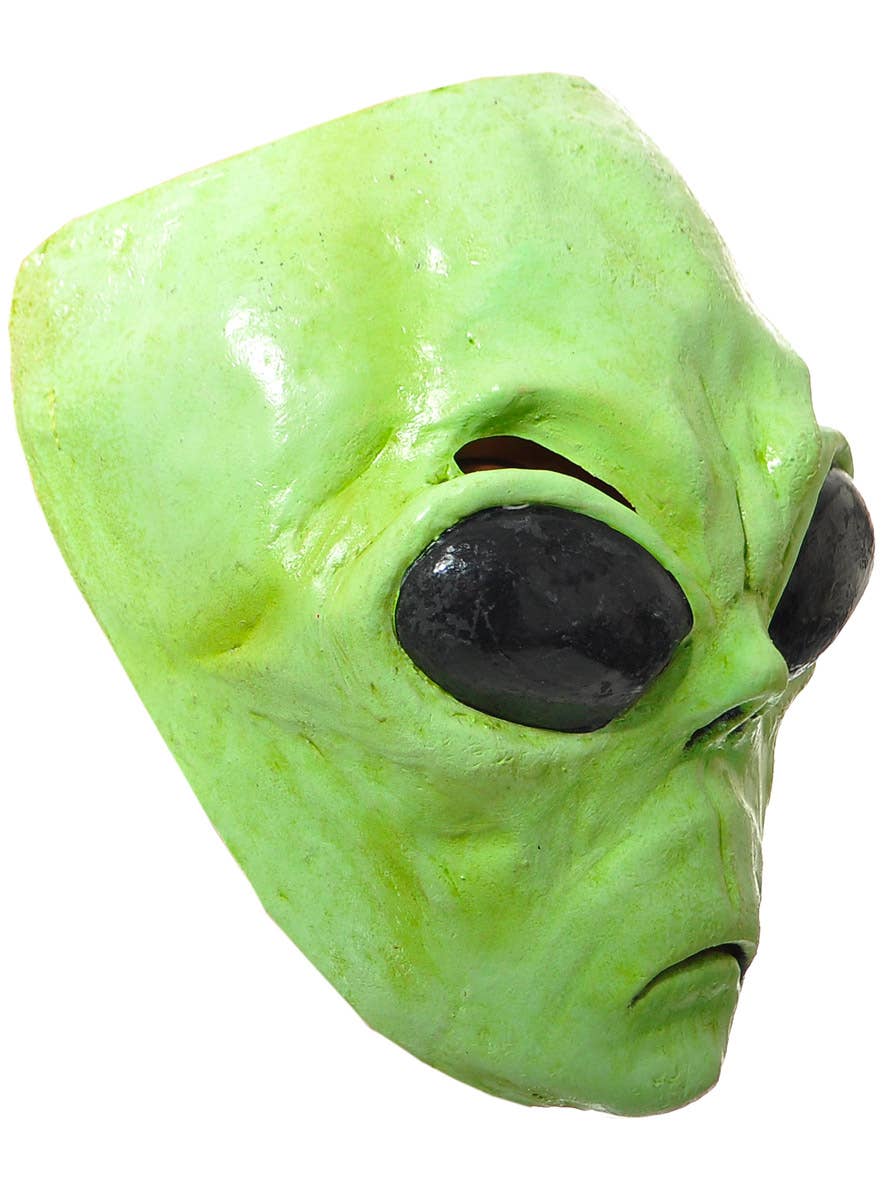 Image of Deluxe Green Latex Alien Mask and Hands Set - Mask Side Image