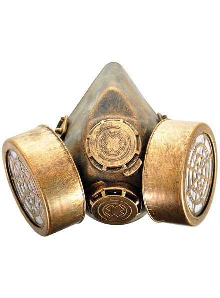 Image of Half Face Bronze Deluxe Hard Plastic Gas Mask - Main Image