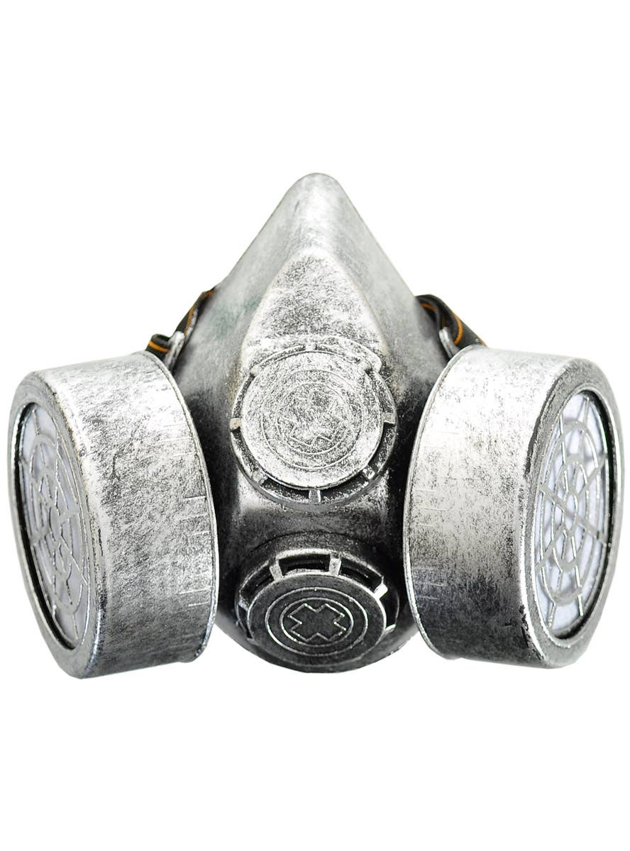 Image of Half Face Silver Deluxe Hard Plastic Gas Mask - Main Image