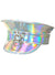 Image of Deluxe Peaked Iridescent Silver Vinyl Cap Festival Hat
